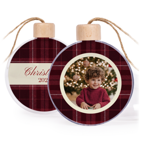 Weihnachtskugeln Set personalisiert - 2 Stk. (Transparent Holz) Weihnachtskugeln Set personalisiert - 2 Stk. (Transparent Holz)