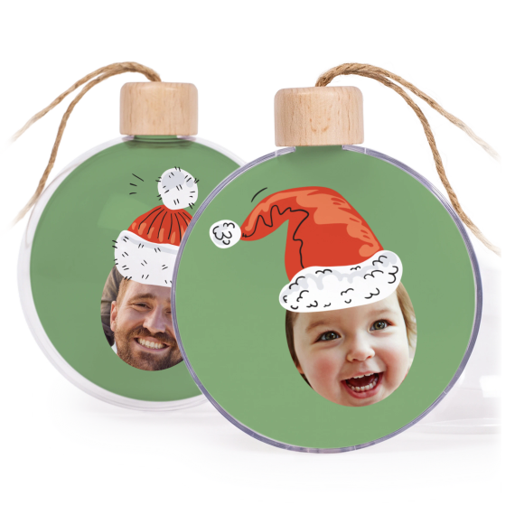 Kerstballen transparant met houten dop (set van 2)