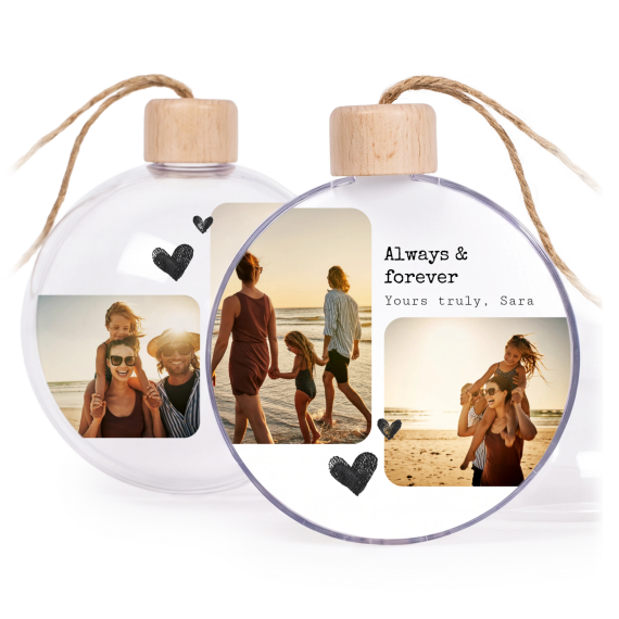 Christmas bauble clear wood -  set of 2