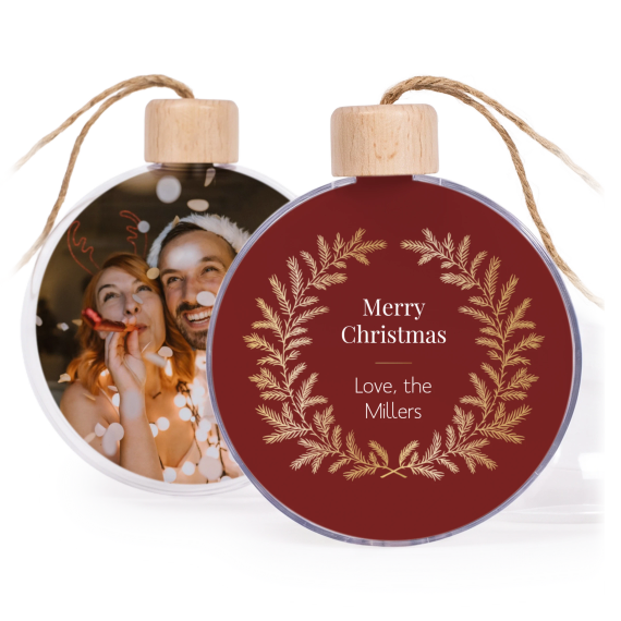 Weihnachtskugeln Set personalisiert - 2 Stk. (Transparent Holz) Weihnachtskugeln Set personalisiert - 2 Stk. (Transparent Holz)