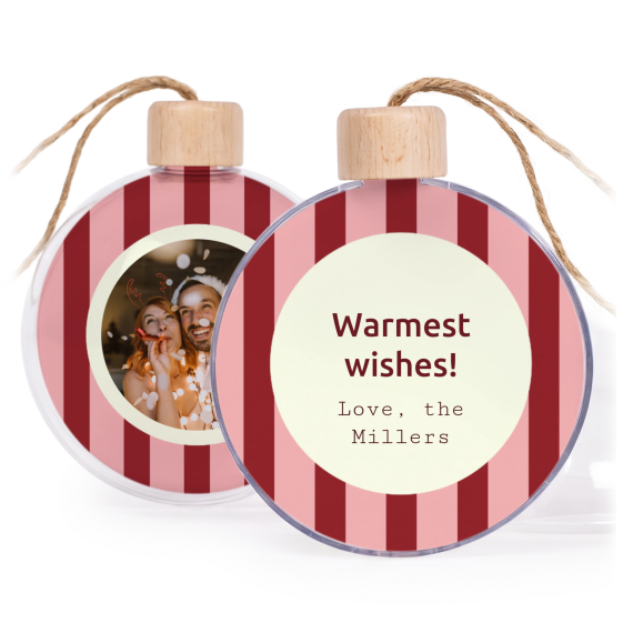 Weihnachtskugeln Set personalisiert - 2 Stk. (Transparent Holz)