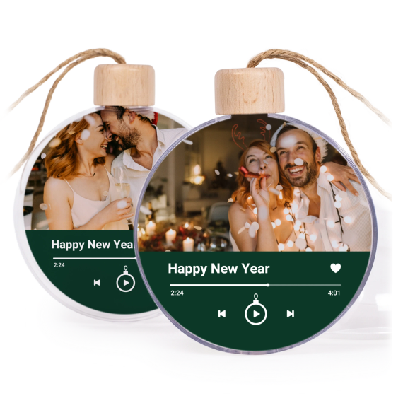 Weihnachtskugeln Set personalisiert - 2 Stk. (Transparent Holz) Weihnachtskugeln Set personalisiert - 2 Stk. (Transparent Holz)