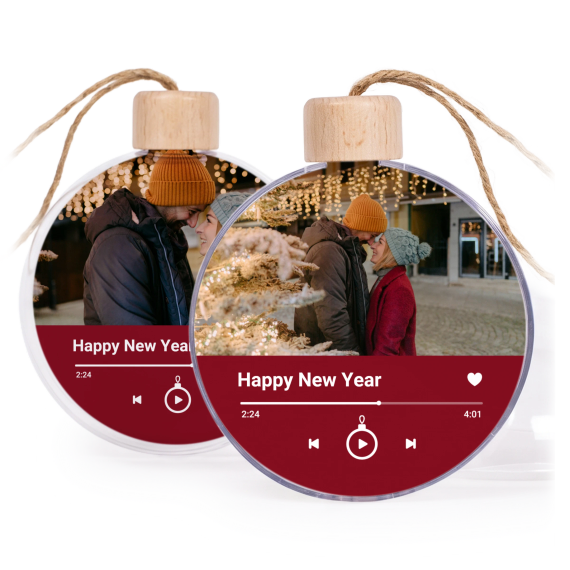 Weihnachtskugeln Set personalisiert - 2 Stk. (Transparent Holz) Weihnachtskugeln Set personalisiert - 2 Stk. (Transparent Holz)